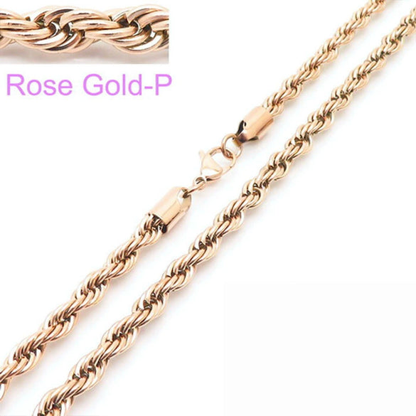 Unisex Hip Hop Fashion Button Rope Titanium Steel And Stainless Steel Twist Chain Necklace With Geometric Pattern And Electroplating Treatment