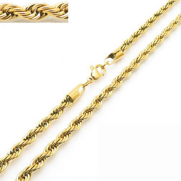 Unisex Hip Hop Fashion Button Rope Titanium Steel And Stainless Steel Twist Chain Necklace With Geometric Pattern And Electroplating Treatment