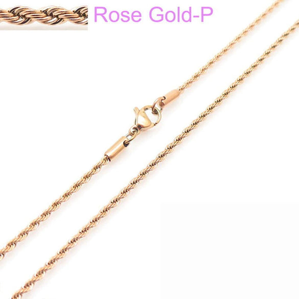 Unisex Hip Hop Fashion Button Rope Titanium Steel And Stainless Steel Twist Chain Necklace With Geometric Pattern And Electroplating Treatment
