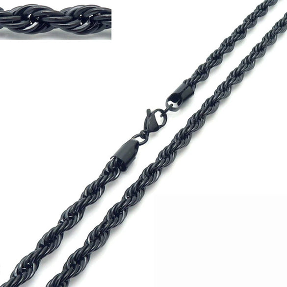 Unisex Hip Hop Fashion Button Rope Titanium Steel And Stainless Steel Twist Chain Necklace With Geometric Pattern And Electroplating Treatment