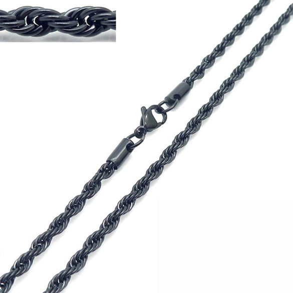 Unisex Hip Hop Fashion Button Rope Titanium Steel And Stainless Steel Twist Chain Necklace With Geometric Pattern And Electroplating Treatment