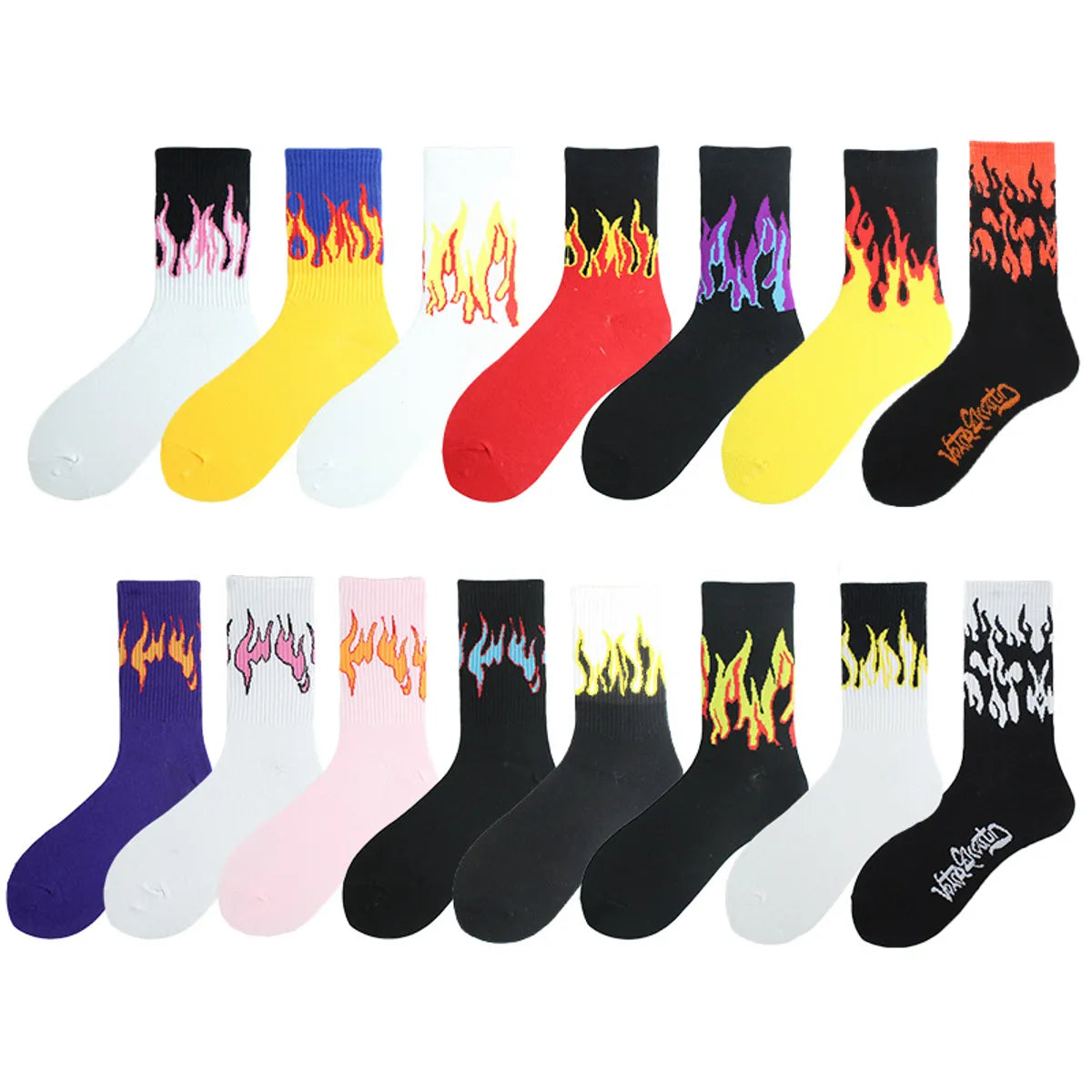 Unisex Hip-Hop Flame Cotton Ankle Socks A Pair