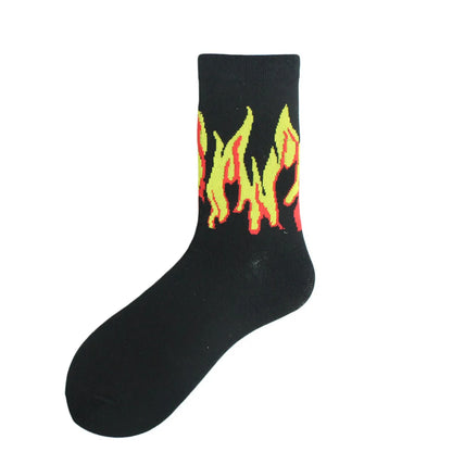 Unisex Hip-Hop Flame Cotton Ankle Socks A Pair