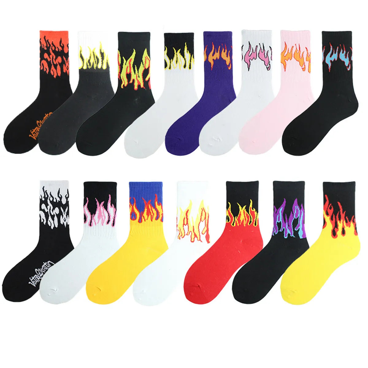 Unisex Hip-Hop Flame Cotton Ankle Socks A Pair