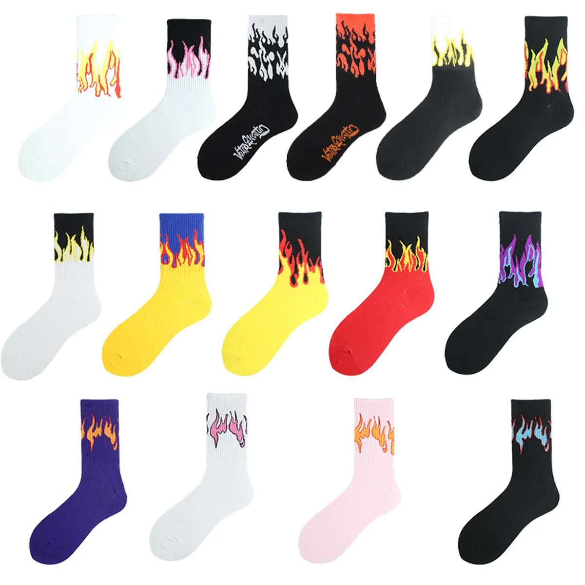 Unisex Hip-Hop Flame Cotton Ankle Socks A Pair