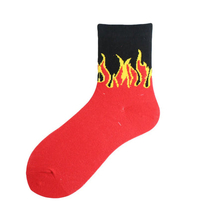 Unisex Hip-Hop Flame Cotton Ankle Socks A Pair