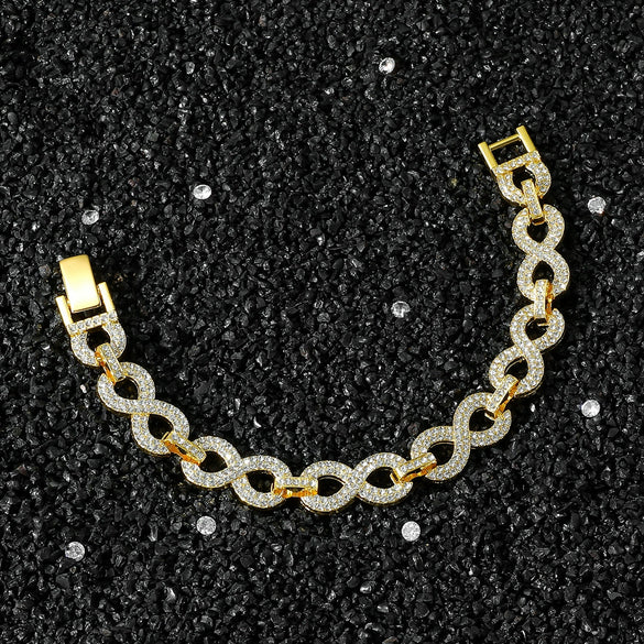 Unisex Hip Hop Style Alloy Cuban Chain Necklace With Geometric Pattern And Full Diamonds
