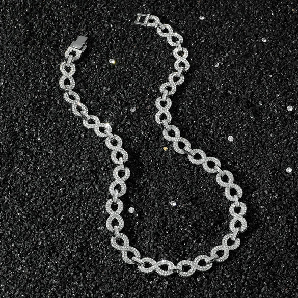 Unisex Hip Hop Style Alloy Cuban Chain Necklace With Geometric Pattern And Full Diamonds