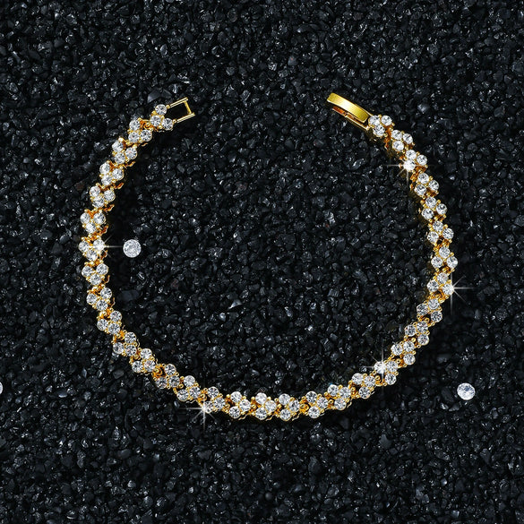 Unisex Hiphop Geometric Alloy Heartshaped Stitching Chain Bracelet With Electroplating
