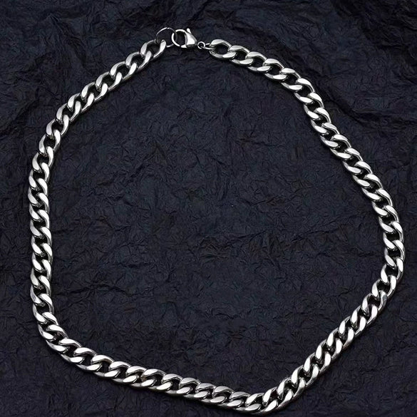 Unisex Hiphop Titanium Steel And Stainless Steel Cuban Chain Necklace Plain U Shaped Chain Polished
