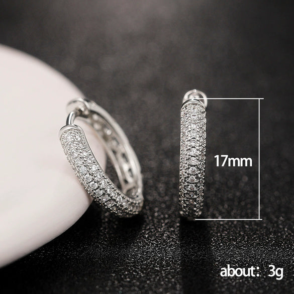 Unisex Hiphop Zircon Earrings With Copper Material And Geometric Pattern