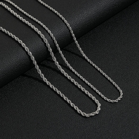 Unisex Iron Twist Chain Necklace With Geometric Pattern And Electroplating Treatment