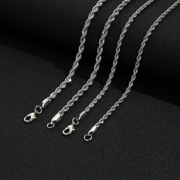 Unisex Iron Twist Chain Necklace With Geometric Pattern And Electroplating Treatment