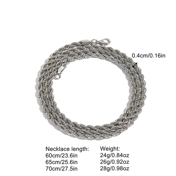 Unisex Iron Twist Chain Necklace With Geometric Pattern And Electroplating Treatment
