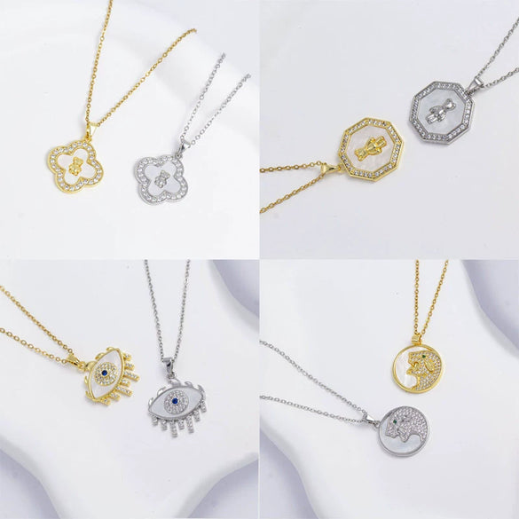Unisex Jewelry Copper Pendant Necklace Inlaid With Zirconium Animal Zodiac Pattern Electroplating Design