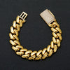 Unisex Jewelry Stainless Steel Cuban Chain Necklace Electroplated Gold Geometric Style With Microinlaid Zircon Diamond Buckle