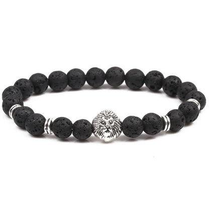 Unisex Lava Volcanic Stone Lion Head Beads Bracelet Nhyl122554