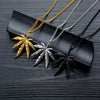Unisex Leaf Pendant Sweater Chain Necklace In Electroplated Alloy With A Natural Botanical Design