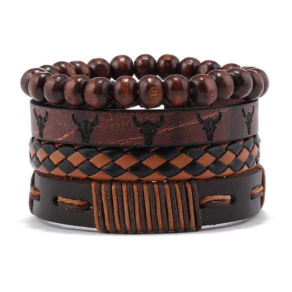 Unisex Leather Handwoven Geometric Sixpointed Star Bracelet