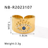 Unisex Love Leaf Heart Butterfly Full Diamond Opening Ring Titanium Steel And Stainless Steel 18K Gold Vacuum Plated