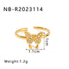 Unisex Love Leaf Heart Butterfly Full Diamond Opening Ring Titanium Steel And Stainless Steel 18K Gold Vacuum Plated