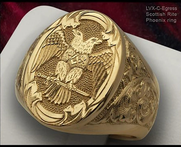 Unisex Metal Double Headed Eagle Wing Carved Geometric Ring With Electroplated Finish Simple Statement Jewelry