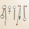 Unisex Metal Geometric Chain Earrings And Ear Clip Set With Electroplated Finish Simple Hip Hop Style Original Design