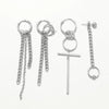 Unisex Metal Geometric Chain Earrings And Ear Clip Set With Electroplated Finish Simple Hip Hop Style Original Design