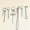 Unisex Metal Geometric Chain Earrings And Ear Clip Set With Electroplated Finish Simple Hip Hop Style Original Design