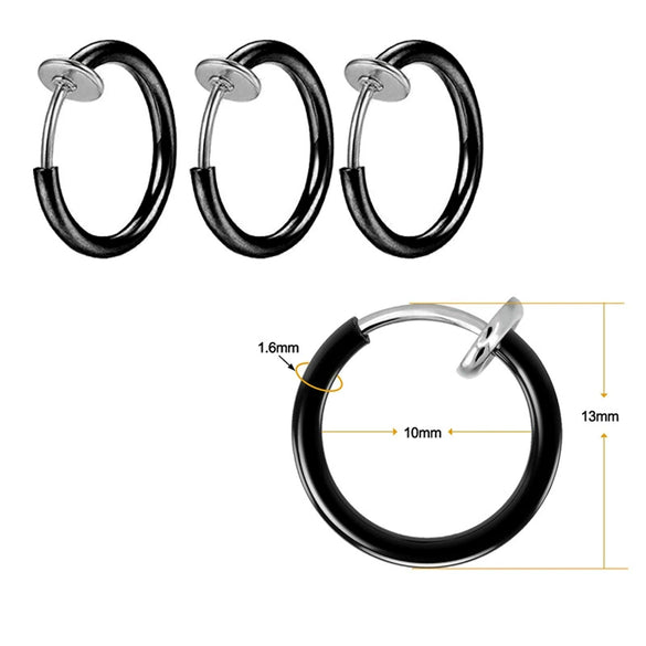 Unisex Metal Geometric Ear Clip Ear Stud Nose Ring Electroplated