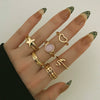 Unisex Metal Heart Shape Snake Ring Sixpiece Set With Electroplating
