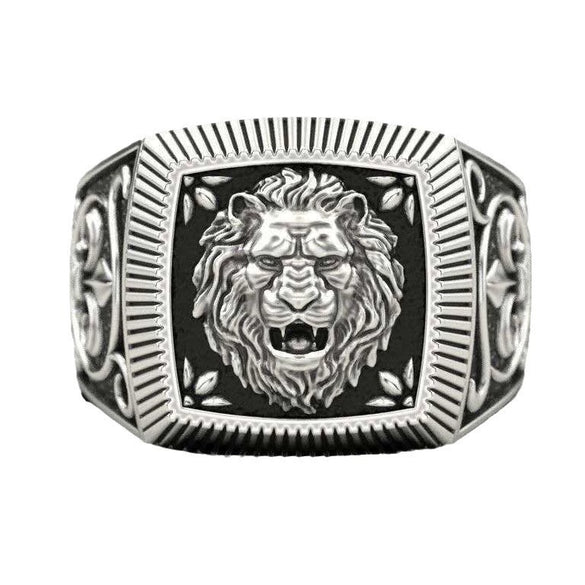 Unisex Metal Lion Head Ring With Electroplated Gold Finish Fashion Statement Jewelry