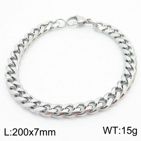Unisex Minimalist Handmade Geometric Titanium Steel Bracelets With Sixsided Cuban Chain