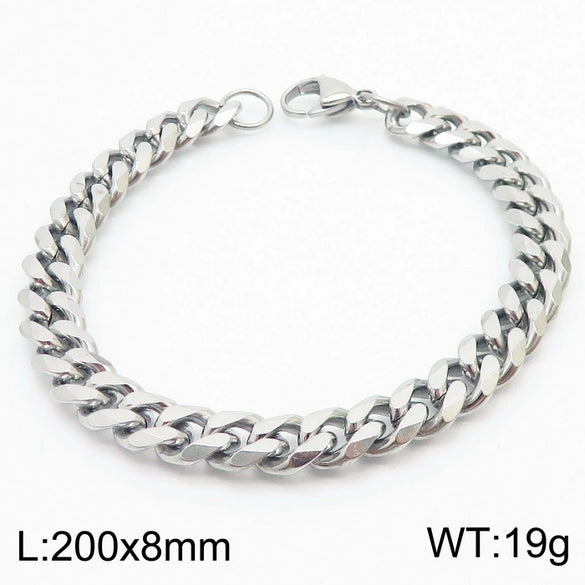 Unisex Minimalist Handmade Geometric Titanium Steel Bracelets With Sixsided Cuban Chain