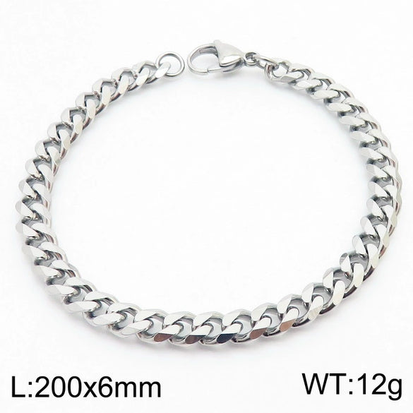 Unisex Minimalist Handmade Geometric Titanium Steel Bracelets With Sixsided Cuban Chain
