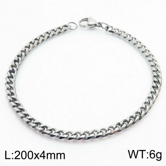 Unisex Minimalist Handmade Geometric Titanium Steel Bracelets With Sixsided Cuban Chain