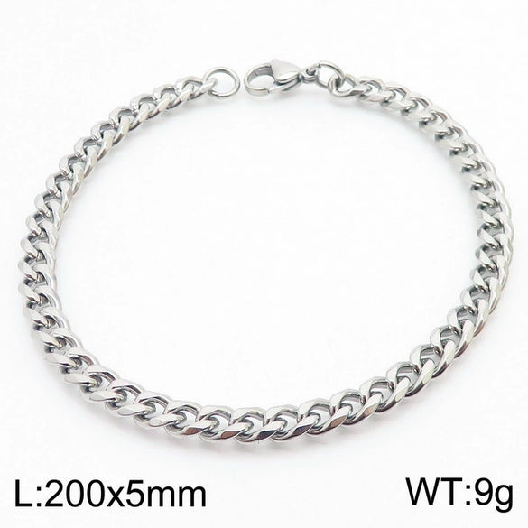 Unisex Minimalist Handmade Geometric Titanium Steel Bracelets With Sixsided Cuban Chain