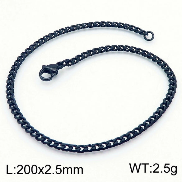 Unisex Minimalist Handmade Geometric Titanium Steel Bracelets With Sixsided Cuban Chain