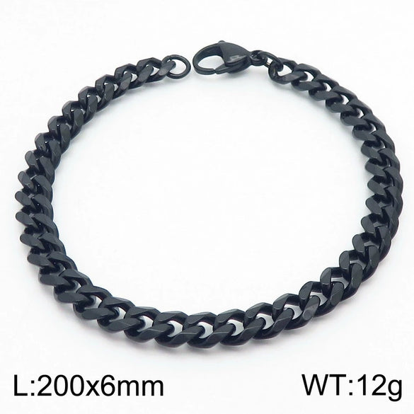 Unisex Minimalist Handmade Geometric Titanium Steel Bracelets With Sixsided Cuban Chain