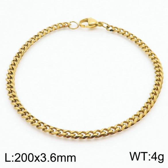Unisex Minimalist Handmade Geometric Titanium Steel Bracelets With Sixsided Cuban Chain