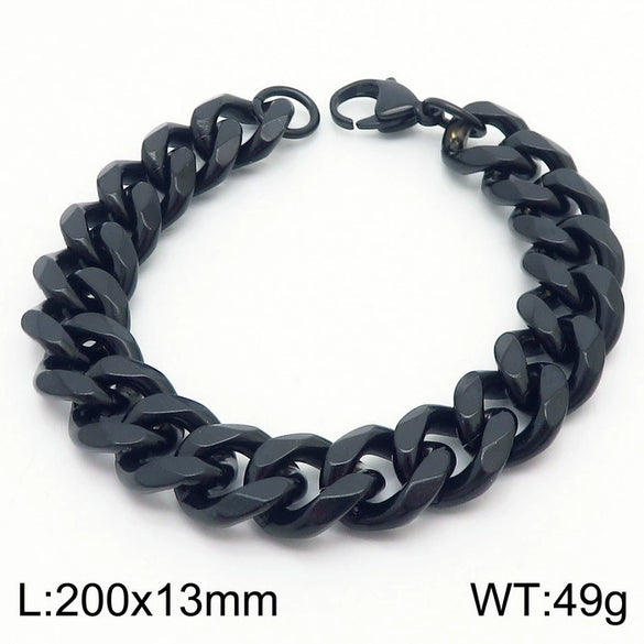 Unisex Minimalist Handmade Geometric Titanium Steel Bracelets With Sixsided Cuban Chain