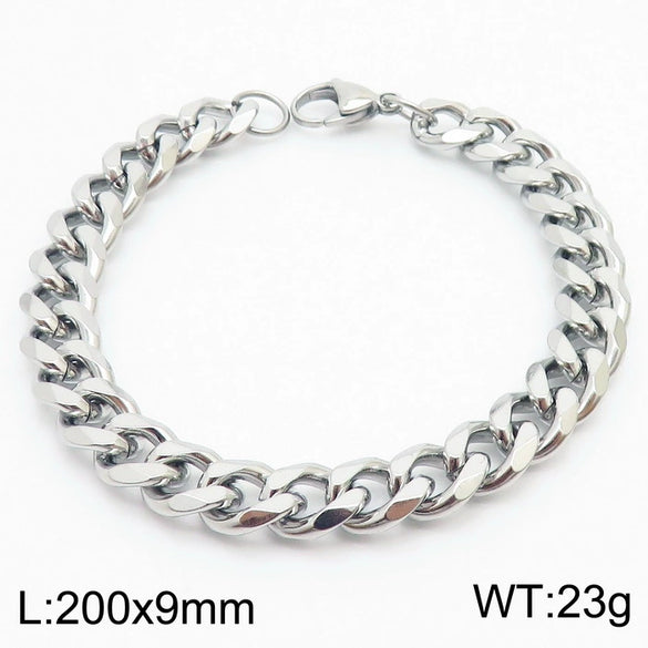 Unisex Minimalist Handmade Geometric Titanium Steel Bracelets With Sixsided Cuban Chain