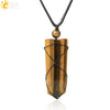 Unisex Minimalist Natural Stone Sword And Arrow Pendant Necklace With Leather Rope Wound Ball Chain Jewelry
