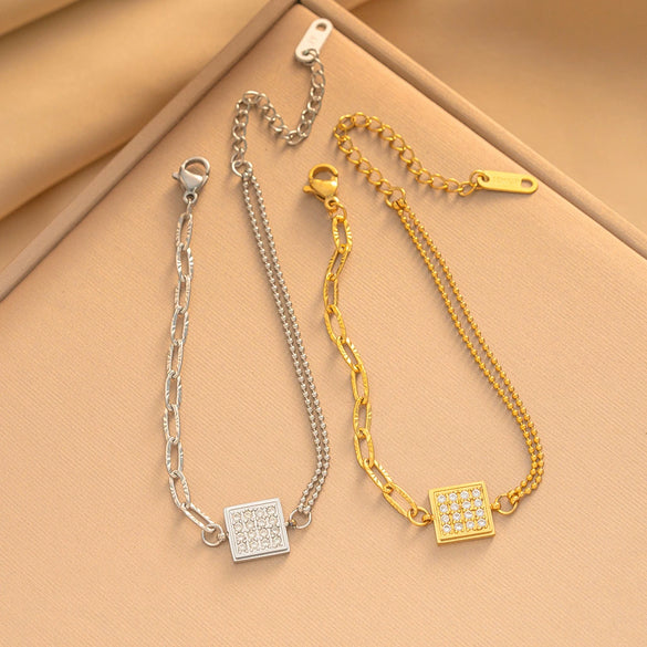 Unisex Modern Minimalist Geometric Abacus Titanium Steel Multi Layer Bracelet With Real Gold Vacuum Plating