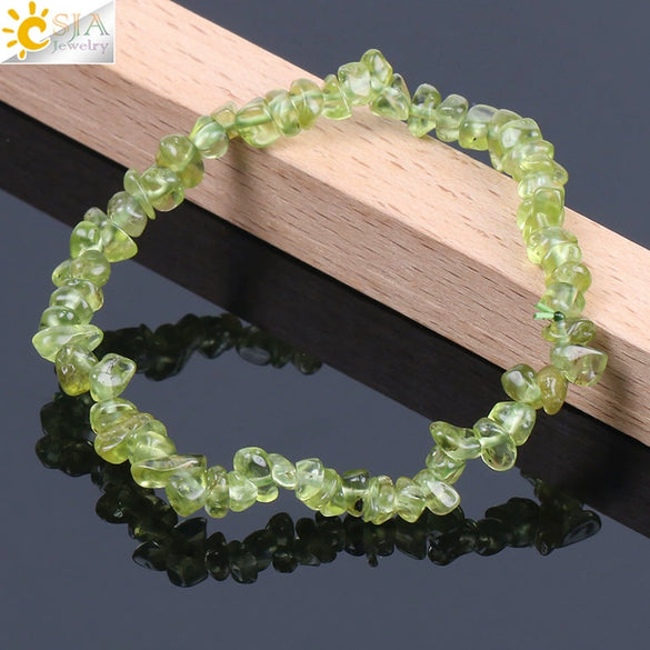 Unisex Natural Peridot Semi Precious Stone Gravel Bracelet With Personality Style Energy Stone Jewelry