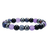 Unisex Natural Stone Geometric Style Handmade Black Onyx Cut Crystal Stacked Bracelet
