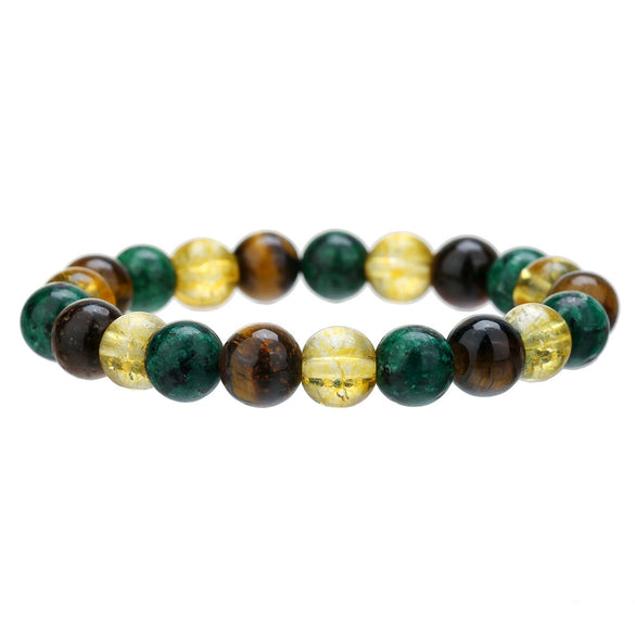 Unisex Natural Stone Geometric Style Handmade Black Onyx Cut Crystal Stacked Bracelet