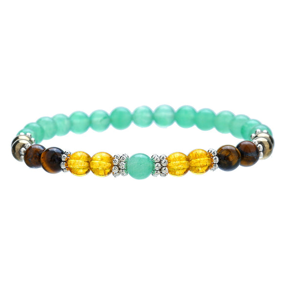 Unisex Natural Stone Geometric Style Handmade Black Onyx Cut Crystal Stacked Bracelet