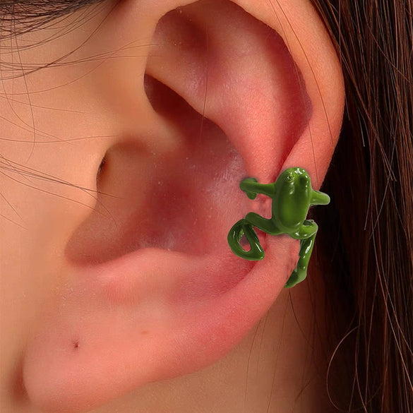 Unisex Nonpiercing Punk Gothic Style Frog Alloy Electroplated Earrings