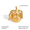 Unisex Ocean Breeze Style Stainless Steel Opening Ring With Geometric Shape Pvd Furnace Vacuum Real Gold Plated